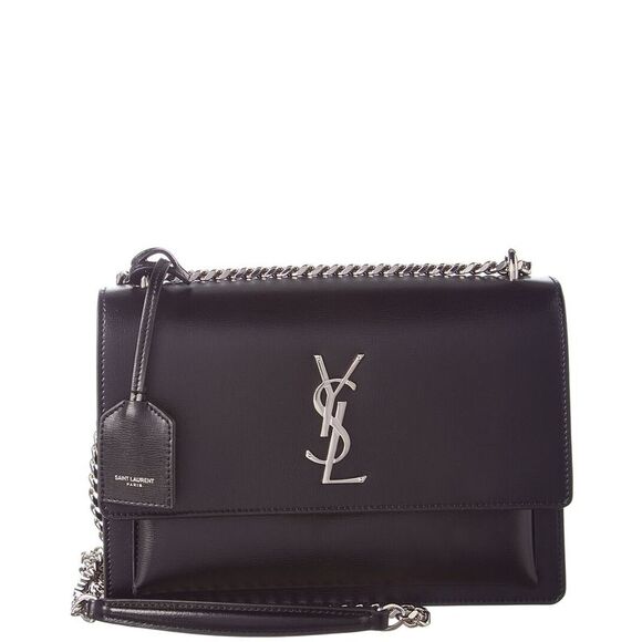 Saint Laurent Sunset Medium Leather Shoulder Bag, Black - Picture 1 of 4